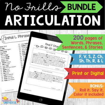 Preview of Articulation Activities for Older Students Words, Phrases, Sentences, Stories