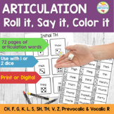 Articulation Activity Roll it, Say it, Color it!