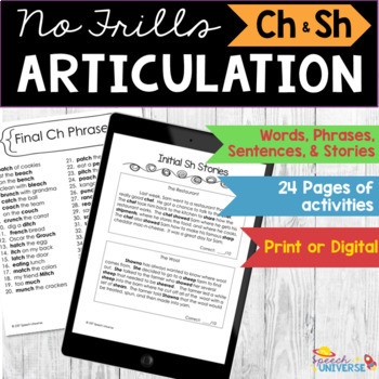 Preview of No Prep Sh and Ch Articulation Words, Phrases, Sentences, and Stories