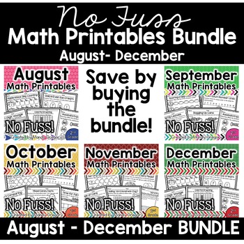 No Fuss Math Printables August-December Bundle (2nd Grade)