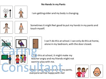 Preview of No Hands in my Pants-Social Story-Visual-Puberty-Autism Resource