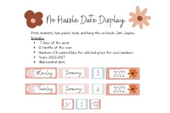 Preview of No Hassle Date Display Boho Pastel Flower Theme
