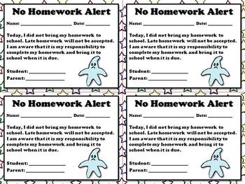 homework not done note to parents