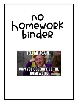 Preview of No Homework Binder Cover and Recording Sheet Freebie!