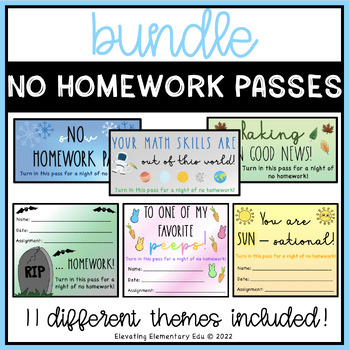 Preview of No Homework Passes BUNDLE