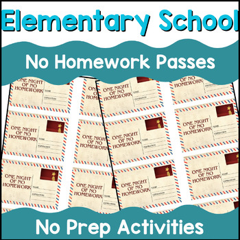 Preview of No Homework Passes! - Classroom Management & Rewards