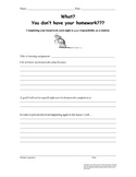 FREE "I don't have my homework" Reflection Sheet