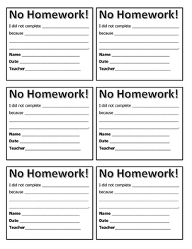 no homework slip