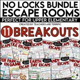 No Locks Escape Room Bundle 11 Easy Prep Paper/Pencil Breakouts