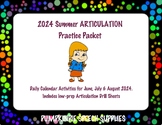 No/Low Prep Calendar Summer Activities - Articulation