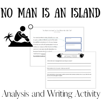Preview of No Man is an Island Analysis and Writing Activity