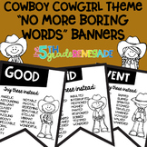 No More Boring Words Banners Cowboy theme in Black & White