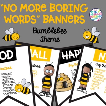 Download No More Boring Words Colored Banners with a Bumblebee Bee Theme