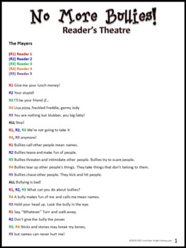 No More Bullies! Reader's Theatre Script -How to Stop Bullying by Lisa