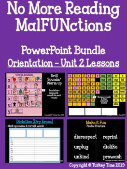 Preview of No More Reading MalFUNctions PPT LVL 3 Orientation, U1 & U2 Bundle *No Prep