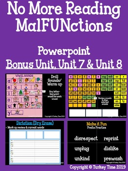 Preview of No More Reading MalFUNctions PowerPoint LVL 3 Bonus, Unit 7 & 8  Bundle *No Prep
