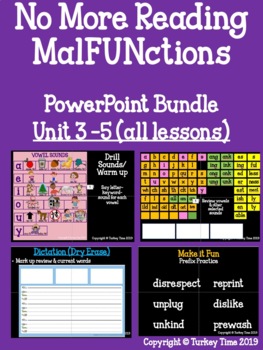 Preview of No More Reading MalFUNctions PowerPoint LVL 3 Unit 3 - 5 Lessons  *No Prep