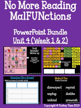 Preview of No More Reading MalFUNctions PowerPoint LVL 3 Unit 4 Lessons (WK 1 & 2) *No Prep
