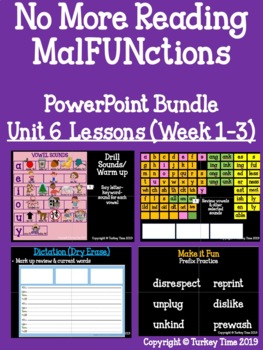 Preview of No More Reading MalFUNctions PowerPoint LVL 3 Unit 6 Lessons (WK 1 -3) *No Prep