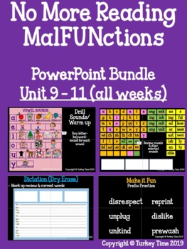 Preview of No More Reading MalFUNctions PowerPoint Level 3 Unit 9 - 11 Lessons *No Prep