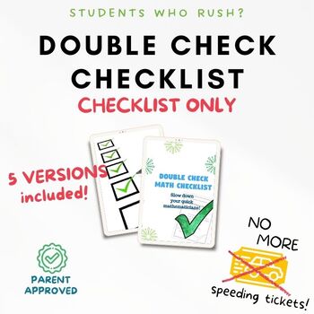 Preview of No More Speeding Tickets : Double Check Math Work Checklist – Checklist ONLY!!