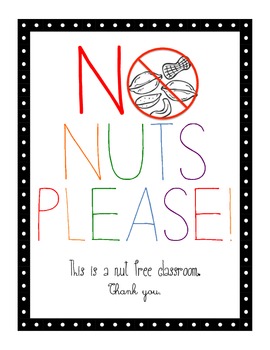 Preview of No Nuts Please! Classroom Sign