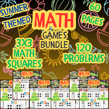 No PREP Summer themed math game (120 bundled problems paper and digital)