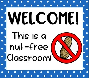 Preview of No Peanuts Sign for a Nut-Free Classroom