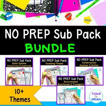 Preview of No Prep 3 Day Emergency Sub Plans | Fast Finisher Activities BUNDLE
