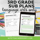 No Prep 3rd Grade Sub Plans Language Arts- Print & Digital Bundle