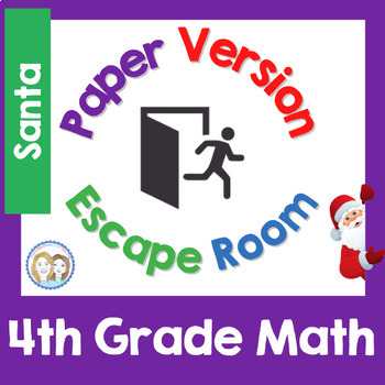 Preview of No Prep 4th Grade Math Escape Room | Christmas Paper Escape Room | Division