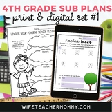 No Prep 4th Grade Sub Plans Set #1- Print + Google