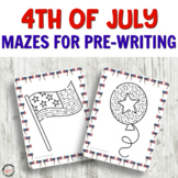 No Prep 4th of July Mazes for Logic and PreWriting Practice