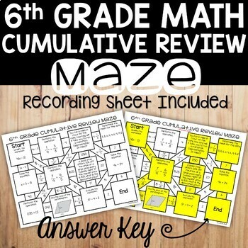 No Prep 6th Grade Math Cumulative Review Maze By Count On Me Tpt