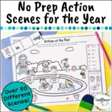 No Prep Action Verbs Coloring Scenes for Speech Therapy 