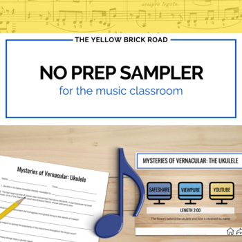 Preview of No Prep Activities for Music Sampler - music sub plans - music worksheets