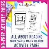 No Prep Activity Pages All about Books for Bell Work, Libr