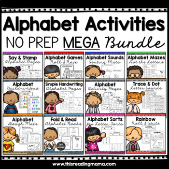 Preview of No Prep Alphabet Activities MEGA Bundle Pack