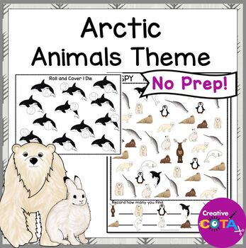 Preview of Occupational Therapy No Prep Arctic Animals Math and Writing Center Activities