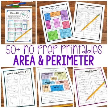 Preview of No Prep Area and Perimeter | Print and Digital
