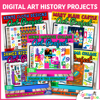 Preview of No Prep Art History Projects: 5 Digital Art Lessons, Sub Plans on Google Slides