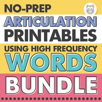 Preview of No Prep Articulation Activities | High Frequency Words Bundle | Speech Therapy