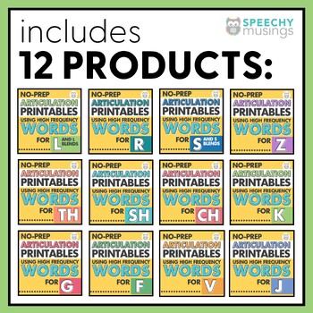 No Prep Articulation Printables Using High Frequency Words Bundle For Slps