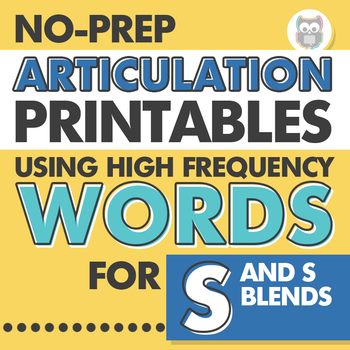 Preview of No Prep Articulation Activities | High Frequency Words for S + S Blends | Speech