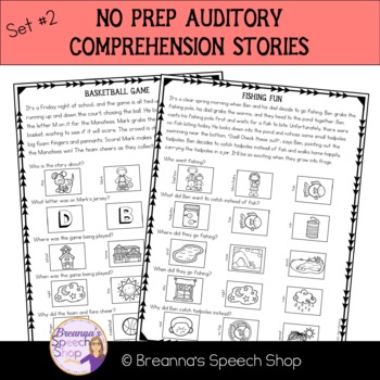 Preview of No Prep Auditory Comprehension Stories - Set 2