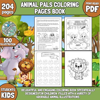 Preview of No Prep Back To School Animal Pals Coloring Book #FSSparklers23