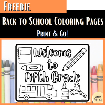 Preview of No Prep Back to School Coloring Sheets for Elementary Grades Freebie
