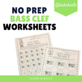 No Prep Bass Clef Music Worksheets