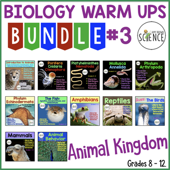 Animal Kingdom Warm Ups Bundle by Amy Brown Science | TPT