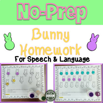 Preview of No Prep Bunny Homework for Speech and Language